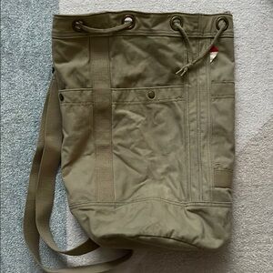 Divided Olive Green Canvas Tote Bag